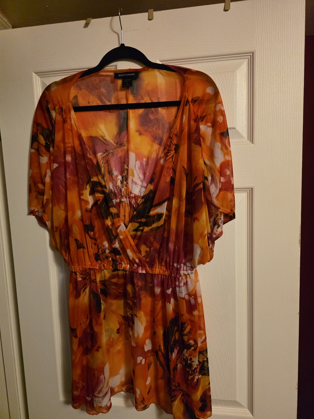 Ashley Stewart Orange Floral Mini Dress